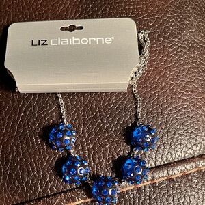 3/$18 Liz Claiborne Royal Blue Beaded Necklace Lot 220